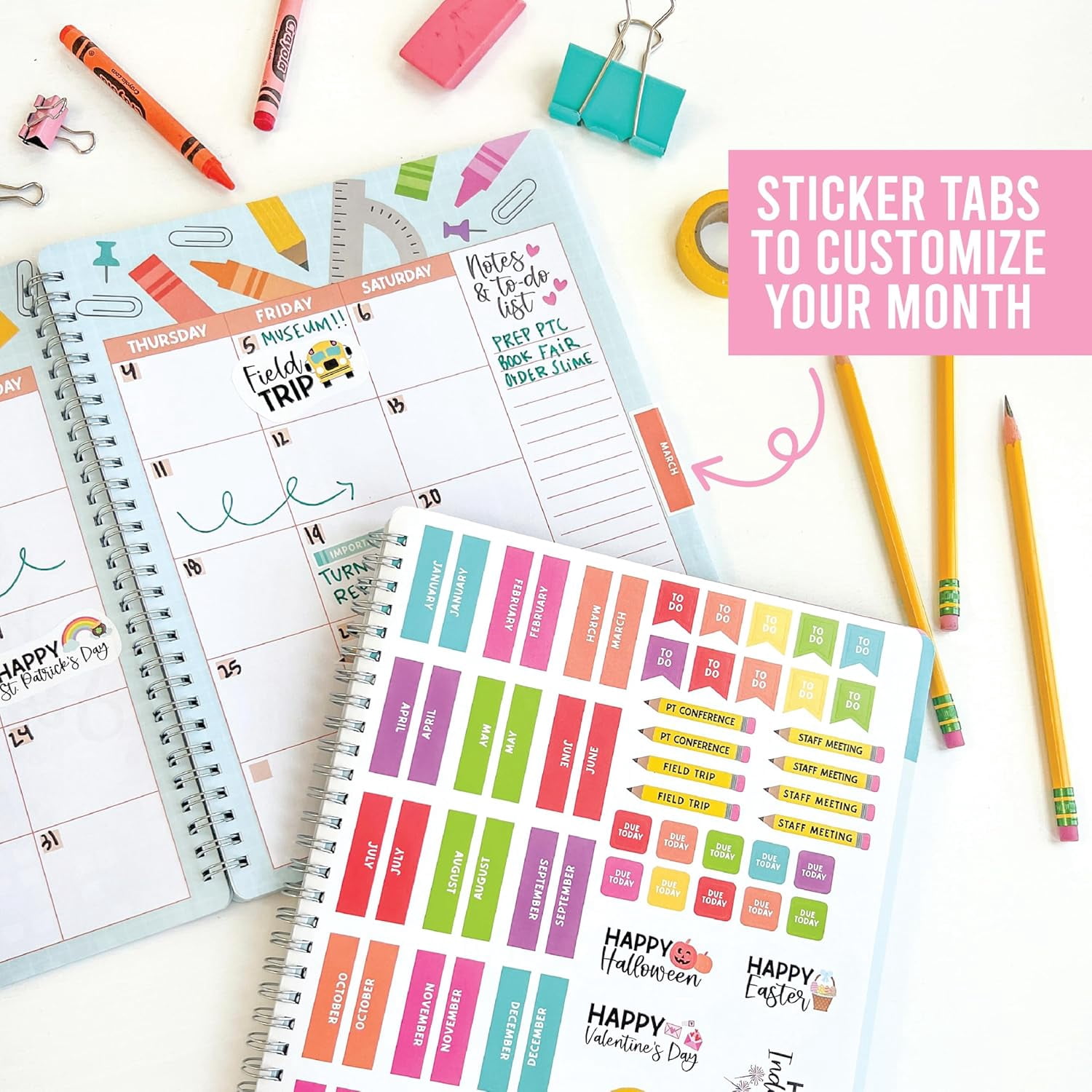 Teacher Planner 2025-2026 – Undated Lesson Planner Book with Stickers, Monthly & Weekly Pages, Student & Substitute Info – Boho Homeschool & Classroom Organizer