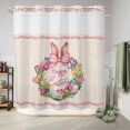 thumbnail image 6 of No Hook Shower Curtain, Happy Easter Shower Curtains for Bathroom with See Through Top Window, Rabbits Bows Spring Tulips Eggs Retro Waterproof & Washable Bath Curtain 66"x72", 6 of 9