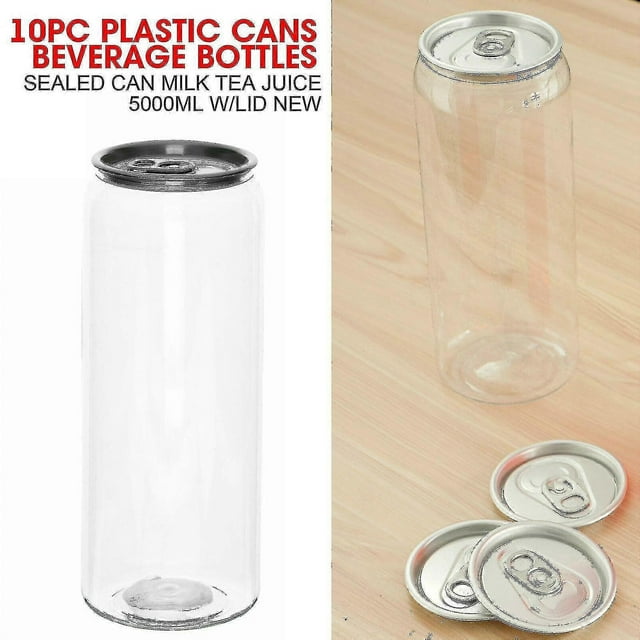 10 Pieces Plastic Drinks Jar Bottle Seal Jar with Lid - Suitable for 500ml Drinking Bottles