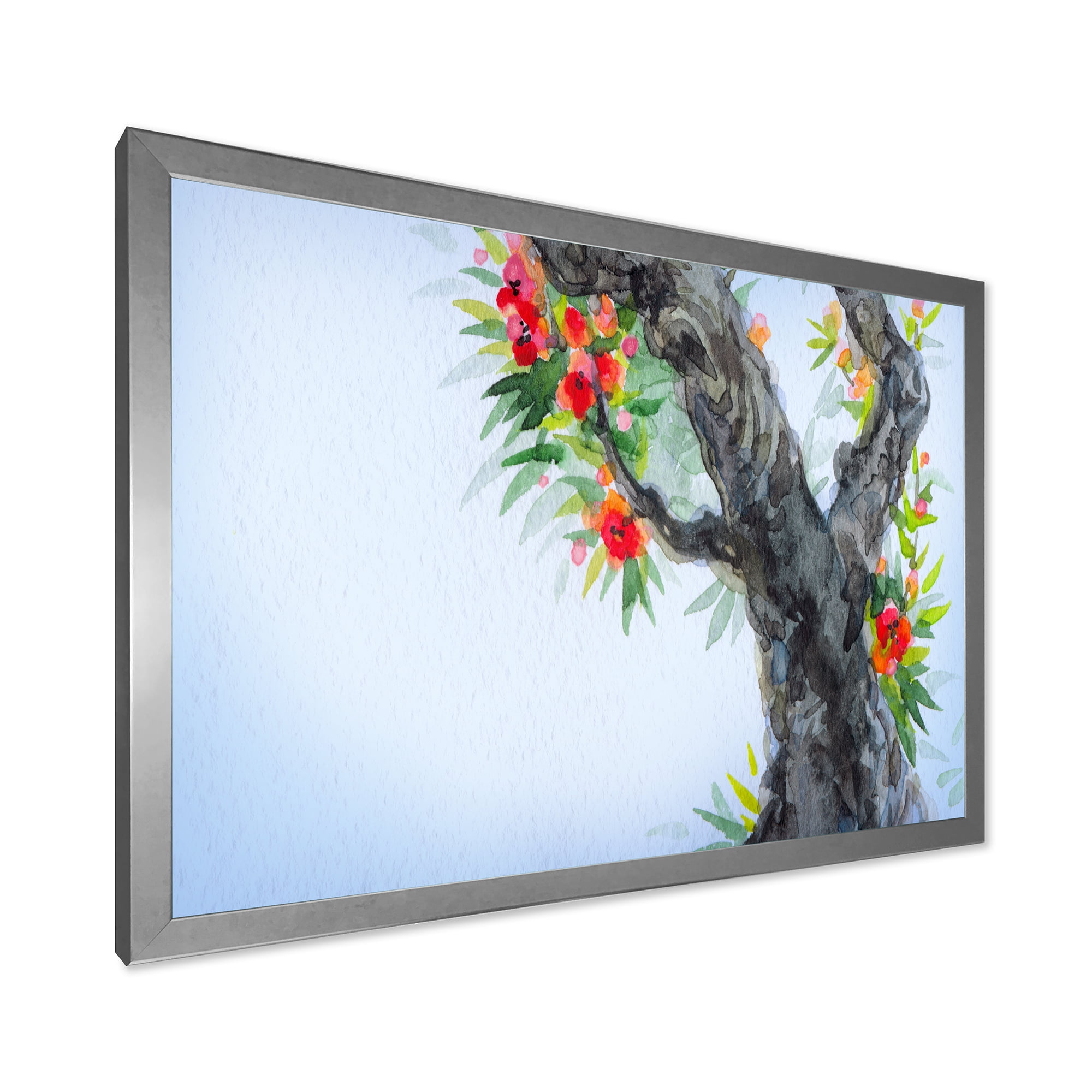 Blooming Flowers Of An Old Tree In Spring I 40 in x 30 in Framed Painting Canvas Art Print, by Designart