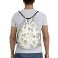 thumbnail image 2 of Kdxio Vintage Stylized White Color Print Drawstring Backpack Bag,Waterproof Draw String Back Sack, Gym Drawstring Bags Swim Bag For Unisex, 2 of 9