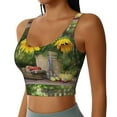 thumbnail image 2 of Goofa Vintage Wooden Bucket Printed Sports Bras for Women, High Impact Running Bra Workout Crop Tank Tops Longline Sports Bra Push up-XX-Large, 2 of 9