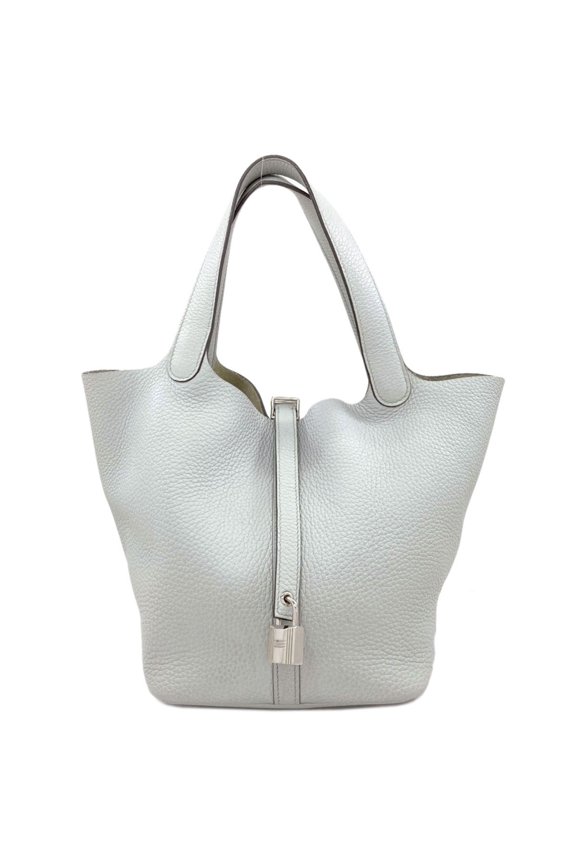 Pre-Owned Hermes Picotin Lock MM Silver Hardware Handbag, Taurillon Clemence Leather, Women's...