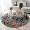 thumbnail image 3 of Gray Halloween Ghosts Cats and Pumpkins Round Blanket,Comfortable Soft Flannel Throw Blanket,All Season,Warm Lightweight Blankets for Sofa Bed Couch Living Room Chair 60"x60", 3 of 5