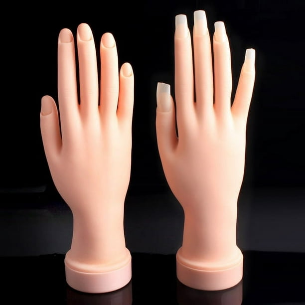 Mano de práctica de uñas para uñas acrílicas, mano de maniquí para práctica de uñas, mano falsa flexible y flexible, mano de práctica de uñas, 1 pieza