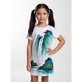 thumbnail image 4 of Kids Simple Short Sleeve Dress A-Line Round Neck Casual Dresses for Girls Youth Girls Age 5-12 Classic Cut, 4 of 6