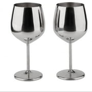 Dosaele Stainless Steel Wine Glass 18oz - Set of 2 Silver - 3.6" D x 8.3" H (851043)