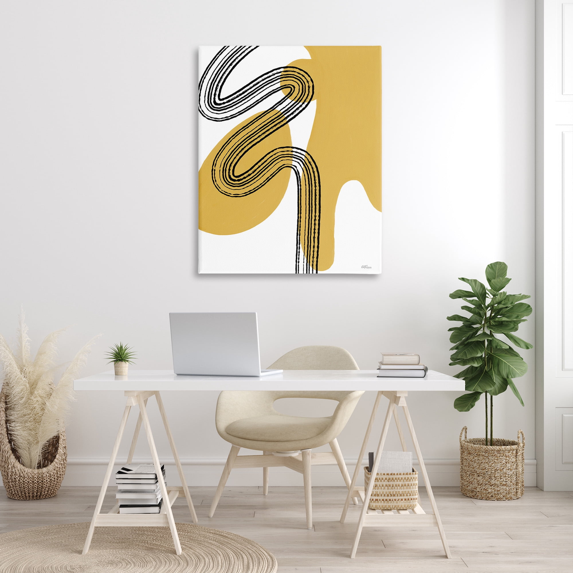 Stupell Industries Contemporary Splatter & Lines Abstract Painting Gallery Wrapped Canvas Art Print Wall Art, 36 x 48