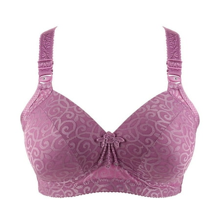 YWDJ Lounge Bras for Women Plus Size Bras Wireless Sleep Bras Adjustable Straps Half Cup Push up Wrap Comfy Bras Padded Plus Size Comfort Bras Lounge Bras Purple S