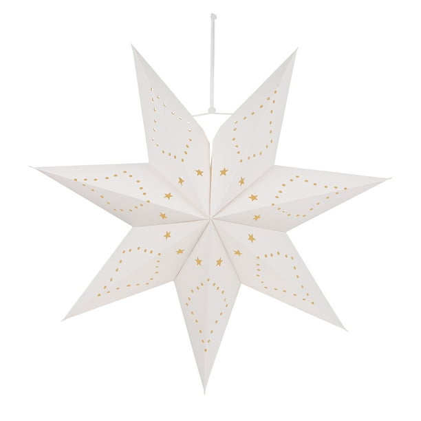BESPORTBLE - Linterna de papel con forma de estrella ahuecada, decoración de pantalla de estrella para el hogar, boda, cumpleaños, fiesta, fiesta (blanco)