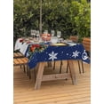 thumbnail image 2 of Outdoor Tablecloth with Umbrella Hole and Zipper, Blue Snowman Christmas Rectangle Table Cloth 52x70 Inch Waterproof Tablecloth, Xmas Snowflake Botanical Picnic Table Cover for Patio Camping, 2 of 7