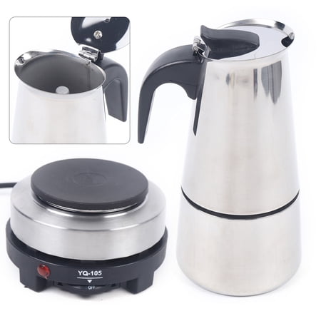 Expresso Stovetop Coffee Maker Stovetop ,Espresso Maker And Coffee Maker ,6 Cup Stainless Steel Electric Moka Pot with Detachable Base