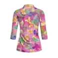 thumbnail image 3 of Uorisanigo Colorful Butterflies Women's Golf Top Comfortable Versatile Women's Dry-Fit Golf Polo Shirts Casual Fashion 1/4 Zipper Athletic Tops with 3/4 Sleeve for Workout Sports Size M, 3 of 7