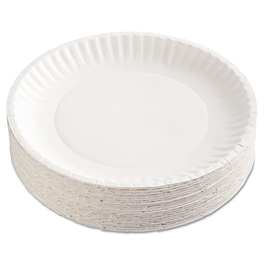 Watson Distributing 9" White Uncoated Disposable Paper Plate, 1000 Count