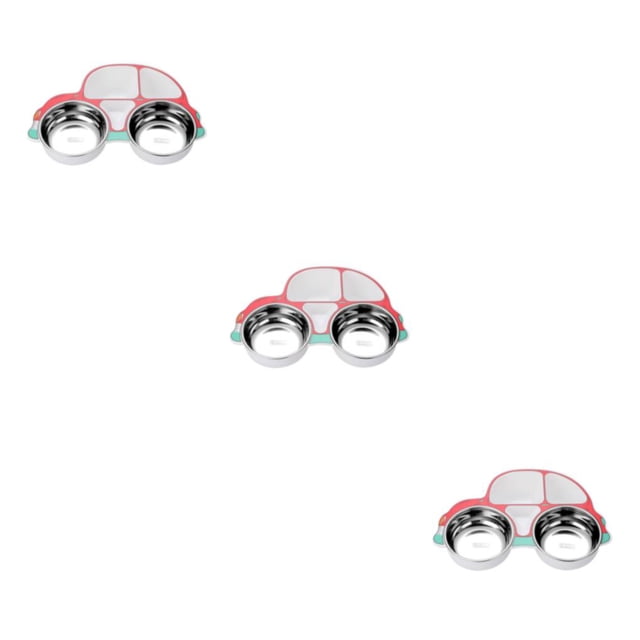 Matsuzay Vajilla de acero inoxidable para niños, cuchara, tenedor, cuenco, juego de cubiertos gruesos antideslizantes, autoalimentación, coche Type1 NO1