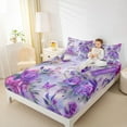 thumbnail image 4 of jejeloiu Retro Rustic Flower Full Size Sheets,Purple Hummingbird Bed Sheets,Country Floral Sheet Sets For Girls Teens,Breathable Home Decor,4pcs, 4 of 7