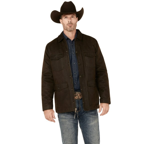 Cody James Men's Oilskin Snap Heavy Jacket - CJFA23O5-DK BRN