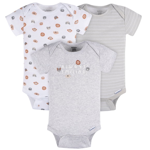 Gerber Essentials Pañalero Pack 3 Piezas Body Comfy Stretch Blanco Gris bebé