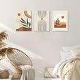 thumbnail image 4 of Boho Wall Art Sef of 3, Mid-Century Modern Prints, Neutral Geometric Boho Wall Decor Sun Moon Palm Leaf Beige Green Canvas Artwork, Minimalist Boho Poster Paintings for Bedroom Living Room (12" X 16"), 4 of 6