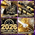 thumbnail image 3 of Gold Glitter Happy New Year Banner Silver Balloons 2026 New Year Display Fireworks Design Clock Pattern New Year Backdrop for New Year Party Holiday Celebration Indoor Decoration, 3 of 8