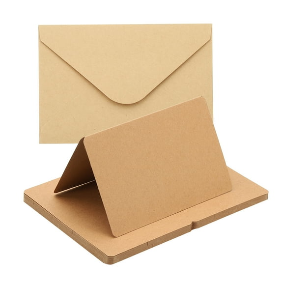 Uxcell Blank Half Fold Card and Envelopes, 20 Set 4 x 6 Inch Blank Folded Cardstock and Printable Envelopes White Greeting Cards for Invitations Wedding DIY Birthday, Brown