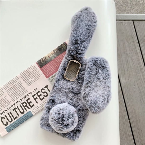 Funda de teléfono de felpa suave para iPhone, cubierta trasera de piel de conejo peludo 3D para iPhone 11, 12, 13, 14 Pro, XR, X, Xs Max, mini, 7, 8, 6, 6s Plus, MAX, 5, 5S, SE Fivean unisex