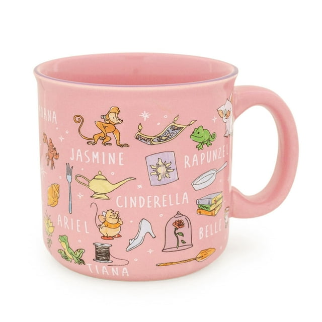 Taza Camper plateada con íconos de la princesa Disney de Buffalo, 590 ml