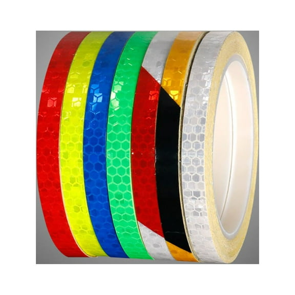 ROMANSENTIAL Reflective Tape 7Pcs White Red Blue Green Yellow Black Orange for Night Riding Bad Light Conditions