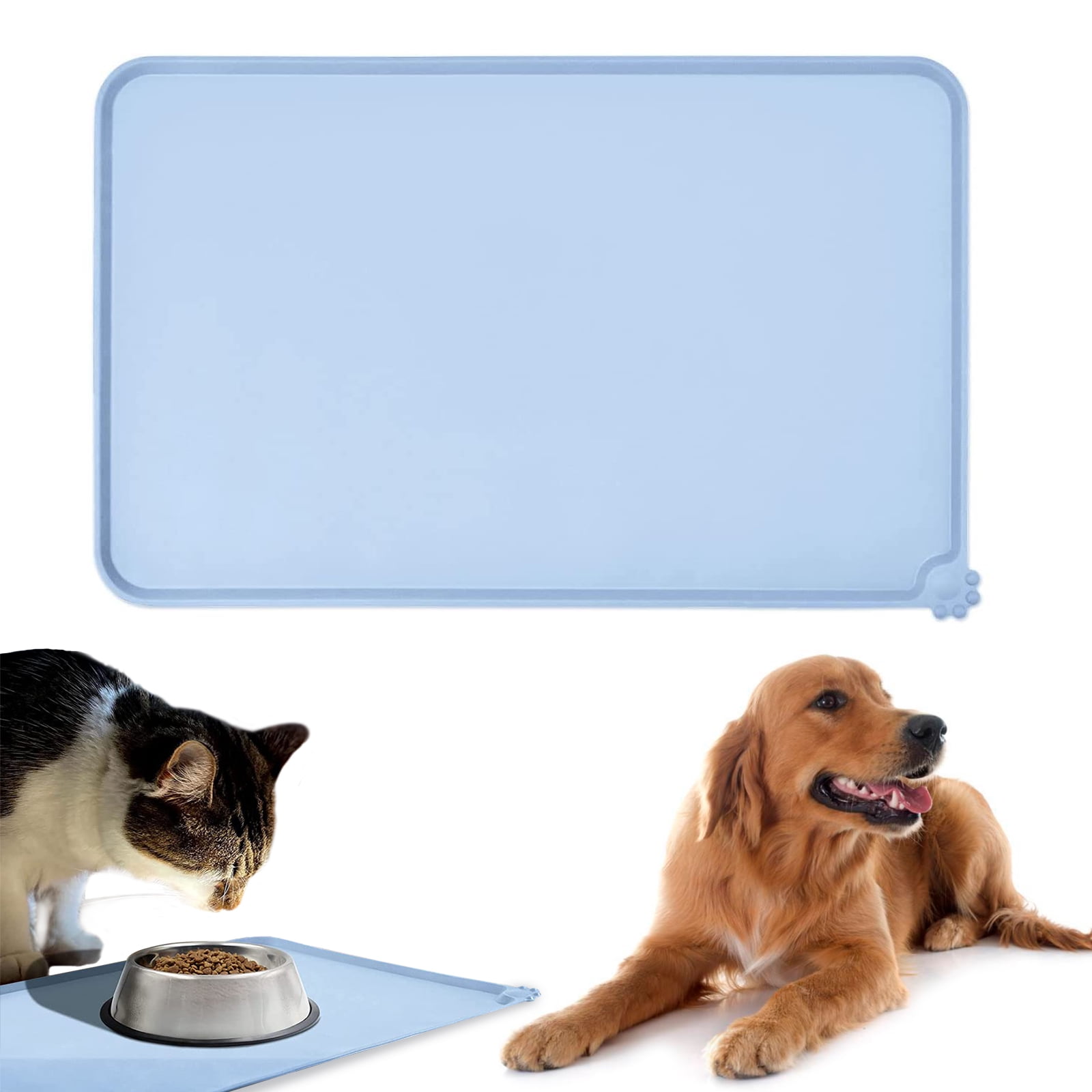 Tripumer Dog Food Mat Silicone Dog Cat Bowl Mat NonStick Waterproof