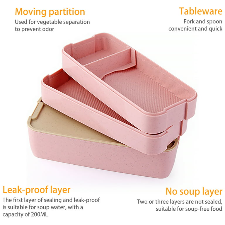 Iteryn Bento Box Lunch Box, 3-In-1 Compartment Lunch Containers - Wheat  Straw, Leakproof Stackable Bento Lunch Box for Meal Prep