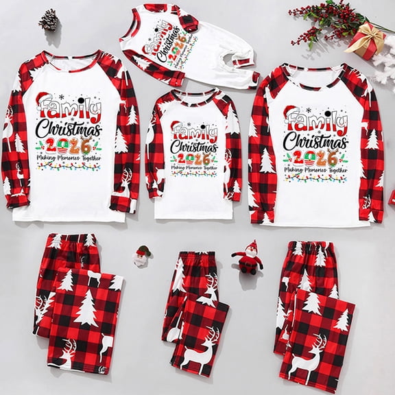 Lvotionpl 2026 Family Matching Christmas Pajamas Set, Christmas PJs for Men Women s, Long Sleeve Tops and Pants, Holiday Family Sleepwear, Xmas Pajama Sets