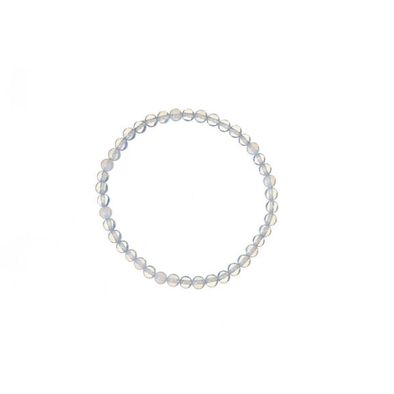 LTC Designs 4mm Shiny Round Opalite Stretch Bracelet, 6.5"