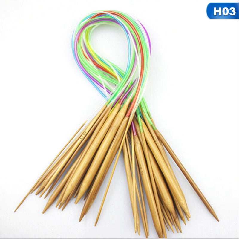 KABOER 18 Pcs/ Set Color Knitting Tube of Bamboo Round Crochet Needle