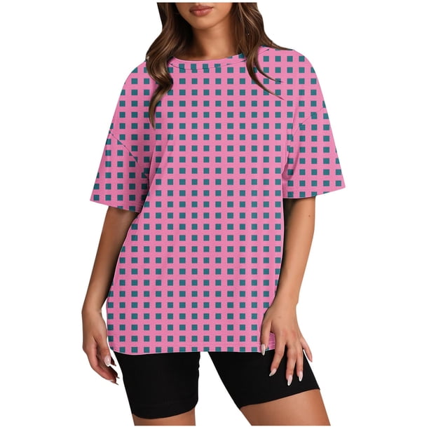 Pantalones Cortos de Mujer Imprimidos Sueltos Manga Corta Camiseta Suéter, Top Casual para el Hogar Y el Uso Diario