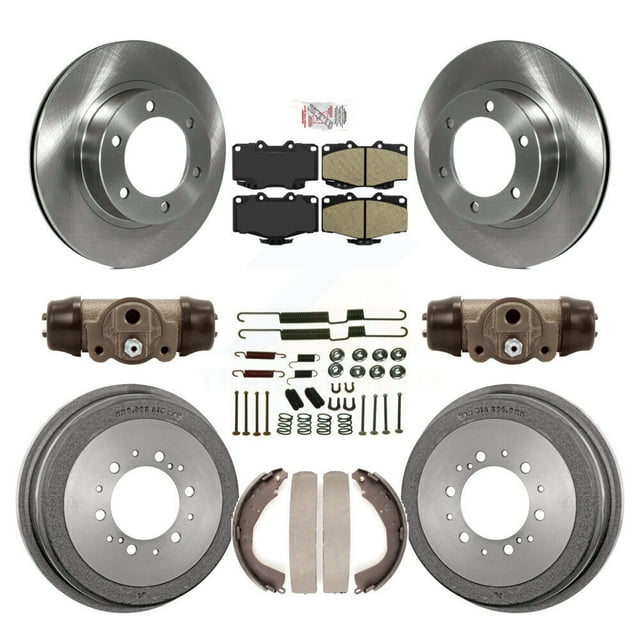 Transit Auto Front Rear Disc Brake Rotors Ceramic Pads and Drum Kit (9Pc) for Car 2001 Toyota 4Runner Limited Base SR5 with 16" Factory Wheels K8A-105727
