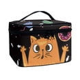 thumbnail image 2 of HELLHERO Cat Donut Pattern Makeup Organizer Bag with Brush Slots Travel Cosmetic Bags Double Zipper Daily Work Women Girlfriend Teacher Valentines Day Gifts, 2 of 6