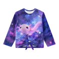 thumbnail image 5 of Xixirimido Axolotl and Galaxy Print Girls Long Sleeve Shirt Kids Crewneck T-Shirts Trendy 3D Graphic Tie-hem Cute Tees for Fall Winter, Size 7-8, 5 of 7
