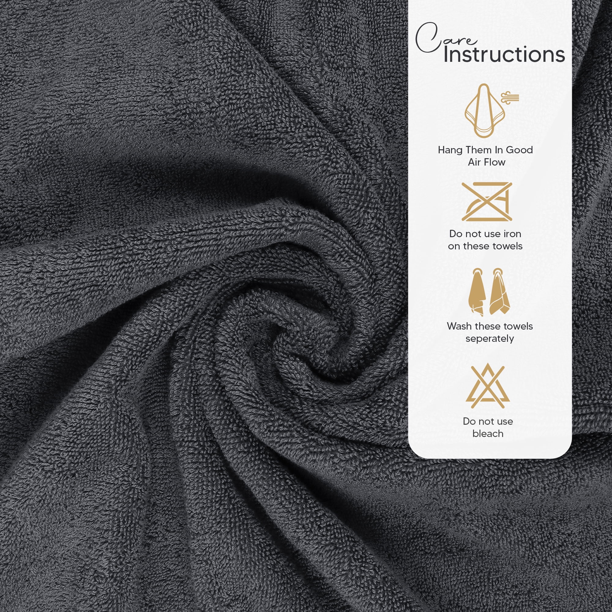 PEKUR 4 Pack Bath Towels Set, 100% Ring Spun Cotton, Soft and Highly Absorbent Wash Towels for Body and Showering – Perfect for Daily Use (27 x 54 Inches)(Grey)