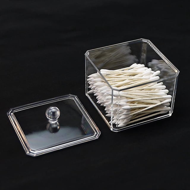 1 Uds. Caja cuadrada de exhibición de joyas y almacenamiento de cosméticos con soporte para bolas de algodón acrílico (yu-1) ShuxiuWang 9024735227175