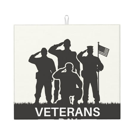 

Honeii Veterans Day for Dish Drying Mat for Kitchen Counter Non-slip Rubber Backed Hide Stain Kitchen Super Absorbent Draining Mat Dish Rack Pad