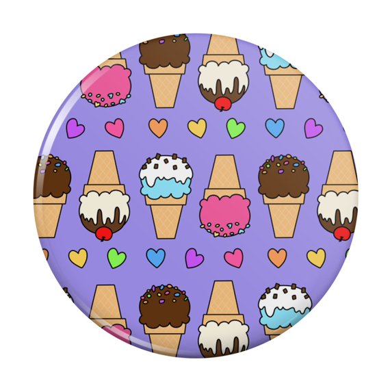 Ice Cream Pattern with Rainbow Hearts Pinback Button Pin