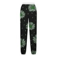 thumbnail image 5 of DeHolifer Women Pants High Waist Elastic Waist Sunflower Print Drawstring Straight Leg Pants with Pockets Green M, 5 of 5
