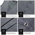 thumbnail image 3 of HISDERN Grey Suit Vests for Men Slim Fit Formal Dress Vest V-Neck Solid Waistcoat Business Weddings, 3 of 8