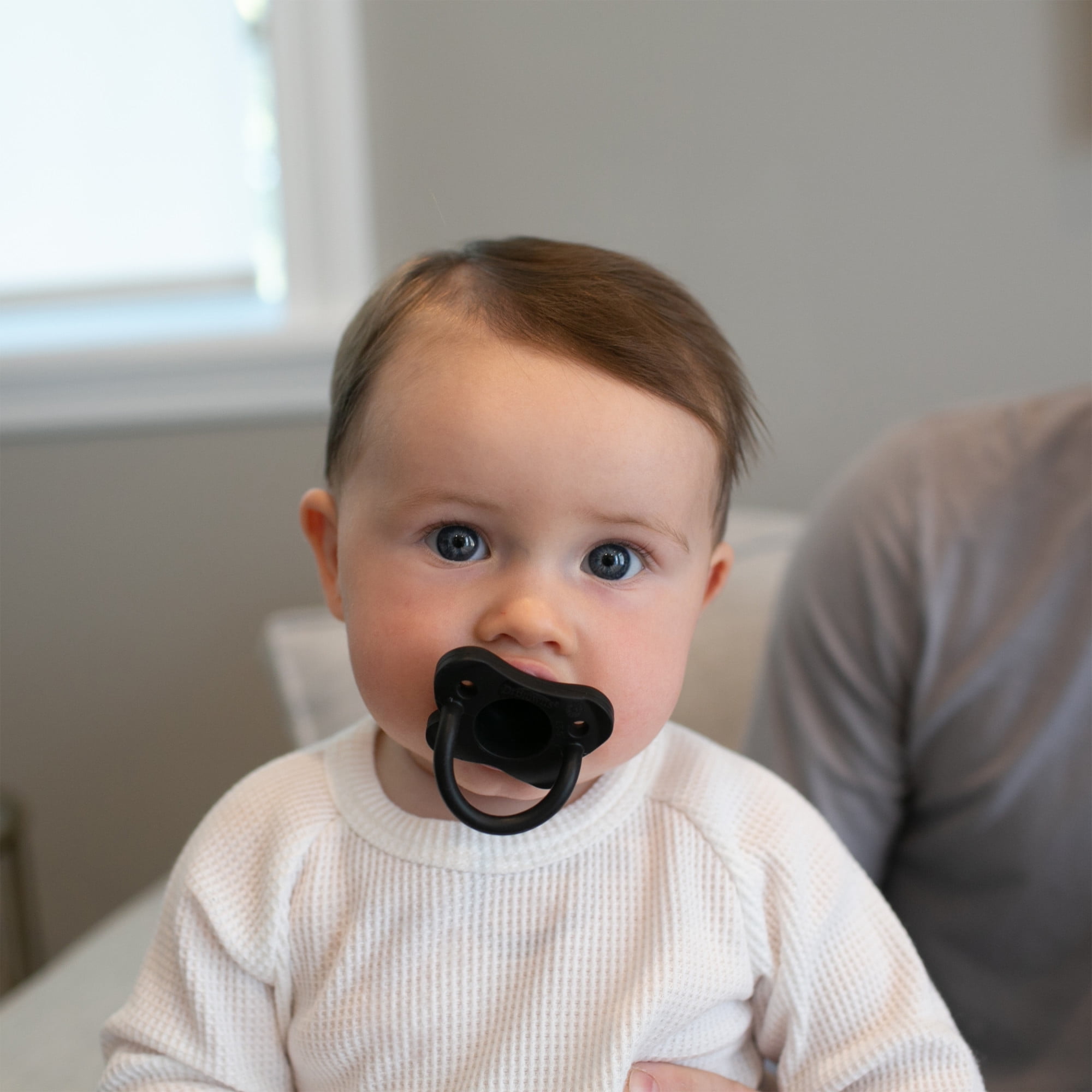 Dr. Brown's HappyPaci 100% Silicone Baby Pacifier, 0-6m, BPA-Free, Black/Cool Gray/White, 3 Pack