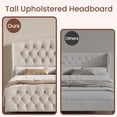 thumbnail image 6 of LEDREM King Size Upholstered Platform Bed Frame, 50-Inch Tall Wingback Tufted Headboard & 25-Inch Footboard, 1000 lb Capacity, Cappuccino Beige, 6 of 6