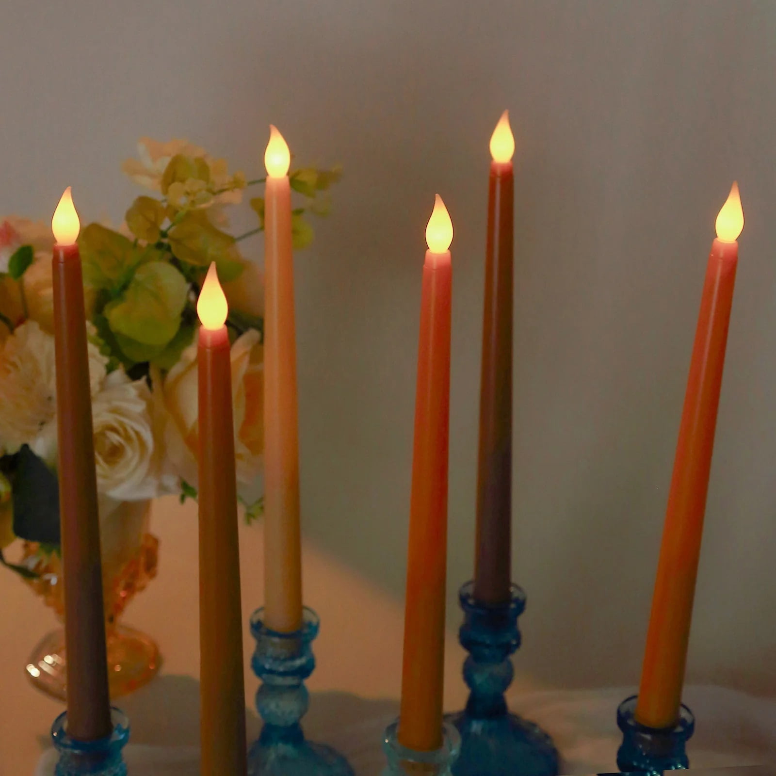 BalsaCircle 8 Natural 11" LED Mixed Taper Flameless Candles Lights Wedding Reception