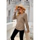 thumbnail image 3 of Mujer Manga Larga Cordón Lateral Tops Otoño Invierno Casual Moda Color Puro Cuello En V Camisa Para El Trabajo Café XL, 3 of 6