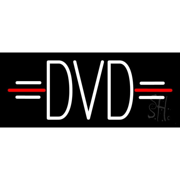 Dvd LED Neon Sign 10 x 24 - inches, Clear Edge Cut Acrylic Backing, with Dimmer - Bright and Premium built indoor LED Neon Sign for Computer & Electronics store decor.