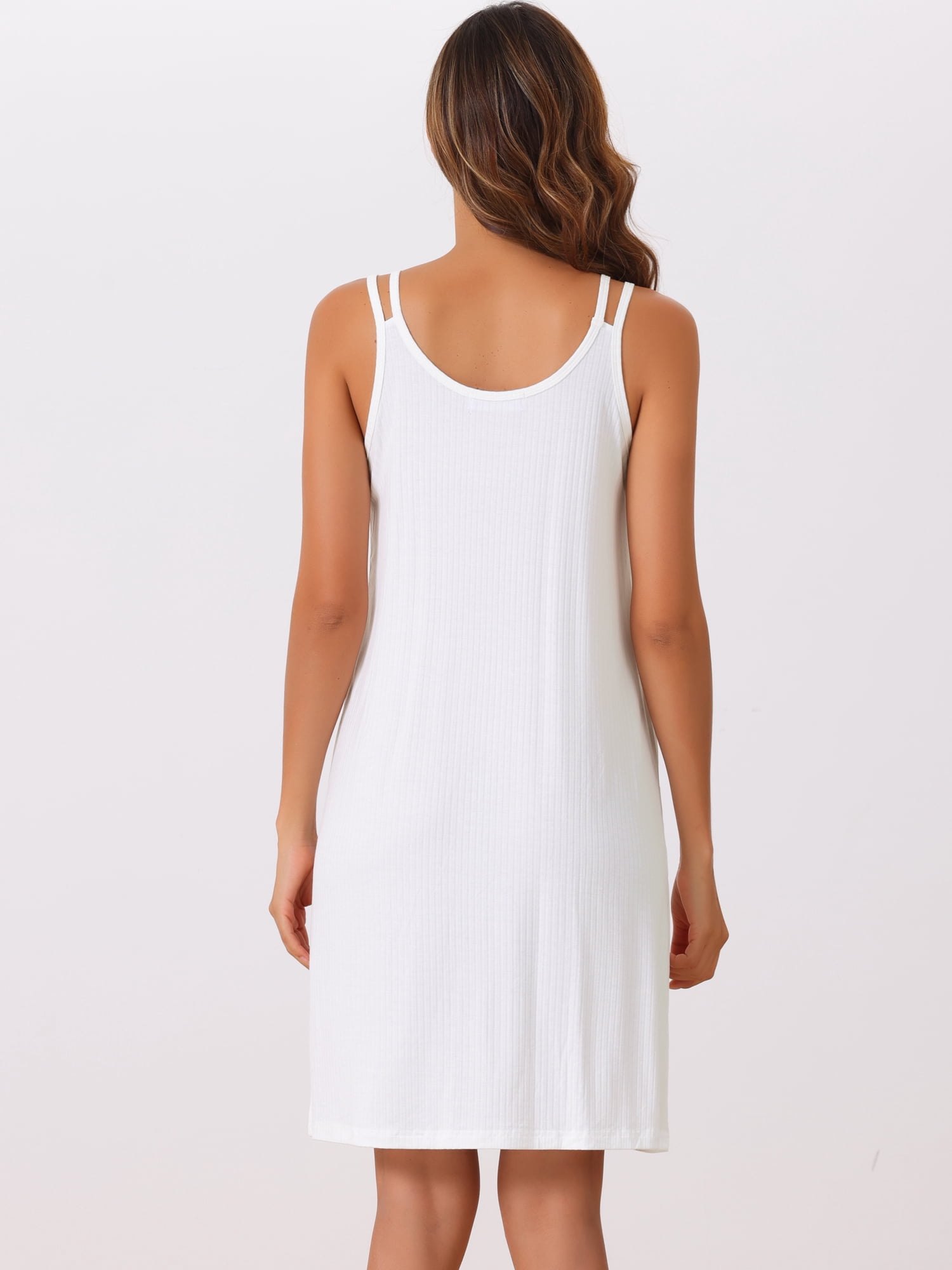 DARING DIVA Women's Sleeveless Modal Spaghetti Strap Chemise Nightgowns S White