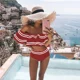 thumbnail image 3 of Conjunto de bikini de dos piezas con rayas negras TEELYNN 2024 para mujer, traje de baño sexy con hombros descubiertos y volantes de cintura alta, trajes de baño de playa de verano, 3 of 5